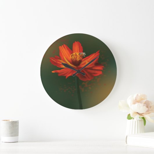 Flower with bee große wanduhr (Zuhause)