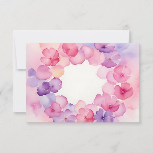 Flower Wreath Pink and Purple Floral Frame Design Einladung (Vorderseite)