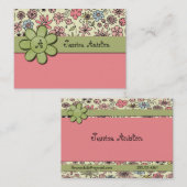 Flowerchild rosa launische Monogramm-Gewohnheit Visitenkarte (Vorne/Hinten)