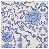 Flowered blue and white fabric stoff (Nahaufnahme)