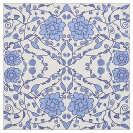 Flowered blue and white fabric stoff