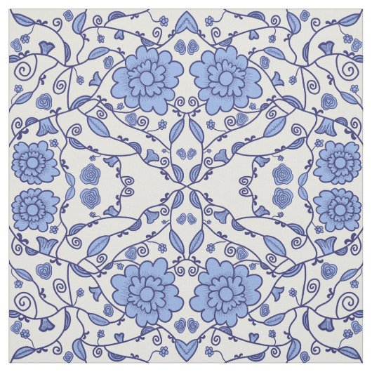 Flowered blue and white fabric stoff (Muster)