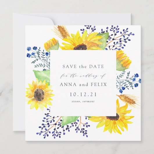 Flowerfields Square Save the Date Card (Vorderseite)