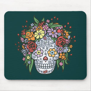 Flowerhair Zuckerschädel Mousepad
