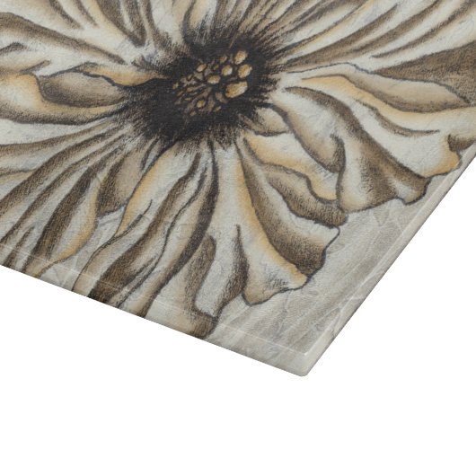 Flowerhead Fresko auf TAN-Hintergrund Schneidebrett (Ecke)