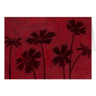 Flowerhead Silhouetten auf hochrotem Hintergrund