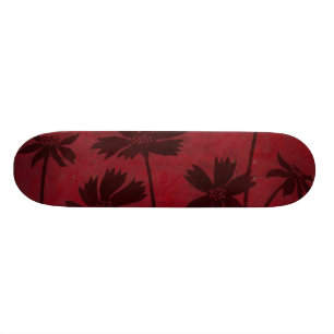 Flowerhead Silhouetten auf hochrotem Hintergrund Skateboard