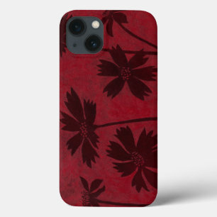 Flowerhead Silhouettes on Crimson Background Case-Mate iPhone Hülle
