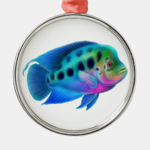 Flowerhorn Cichlid-Aquarium-Fisch-Verzierung Silbernes Ornament