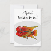 Flowerhorn cichlid fish cartoon illustration einladung (Rückseite)