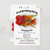 Flowerhorn cichlid fish cartoon illustration einladung (Vorne/Hinten)