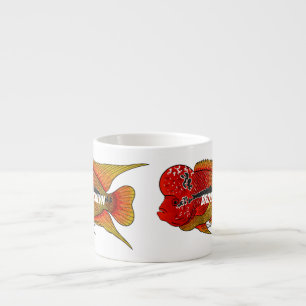 Flowerhorn cichlid fish cartoon illustration espressotasse