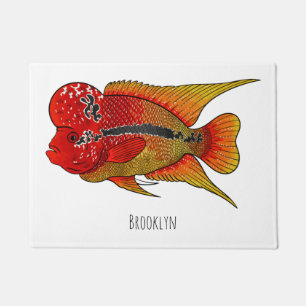 Flowerhorn cichlid fish cartoon illustration  fußmatte