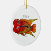 Flowerhorn cichlid fish cartoon illustration keramik ornament (Rechts)