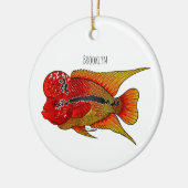 Flowerhorn cichlid fish cartoon illustration keramik ornament (Links)