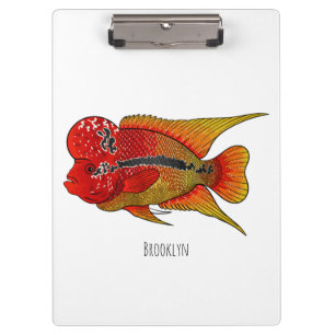 Flowerhorn cichlid fish cartoon illustration klemmbrett
