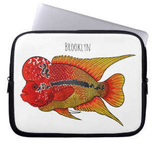 Flowerhorn cichlid fish cartoon illustration laptopschutzhülle