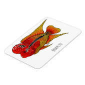Flowerhorn cichlid fish cartoon illustration magnet (Linke Seite)