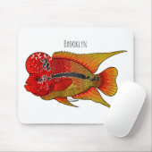 Flowerhorn cichlid fish cartoon illustration mousepad (Mit Mouse)