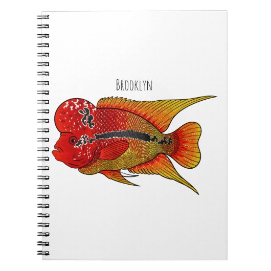 Flowerhorn cichlid fish cartoon illustration notizblock (Vorderseite)