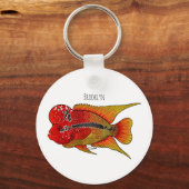 Flowerhorn cichlid fish cartoon illustration schlüsselanhänger (Vorderseite)