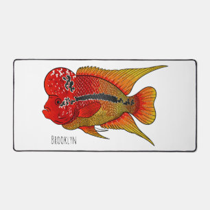 Flowerhorn cichlid fish cartoon illustration schreibtischunterlage
