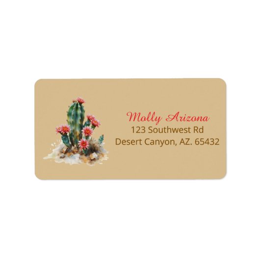 Flowering Cactus Address Label Adressaufkleber (Vorne)