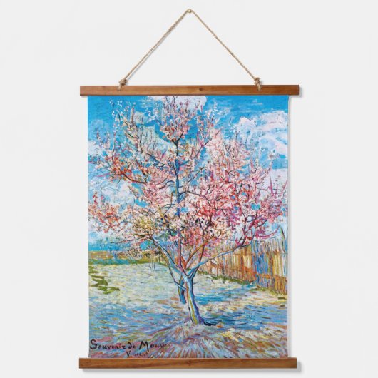 Flowering Peach Tree, Van Gogh Wandteppich Mit Holzrahmen (Vorderseite)