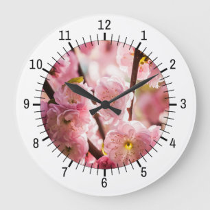 Flowering Plum - Pink Paradize Große Wanduhr