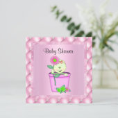 FLOWERPOT PINK BABY SHOWER INVITATION Diamant neu Einladung (Stehend Vorderseite)