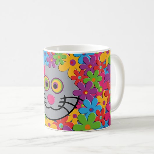 FlowerPower-Katze Kaffeetasse (VorderseiteRechts)