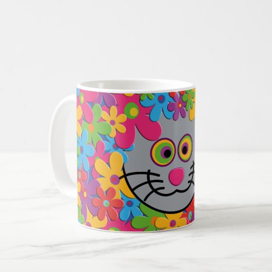 FlowerPower-Katze Kaffeetasse (Vorderseite Links)