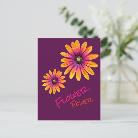 FlowerPower-Postkarte lila Postkarte (Stehend Vorderseite)