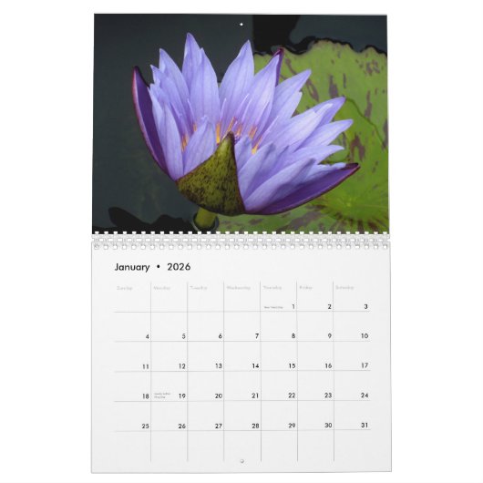 Flowers 2026 Calendar Kalender (Jan 2026)