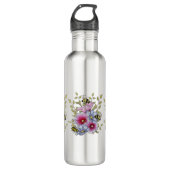 Flowers and Bees, Freehand Botanical Art Edelstahlflasche (Vorderseite)
