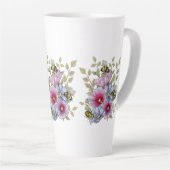 Flowers and Bees, Freehand Botanical Art Milchtasse (Rechte Ecke)