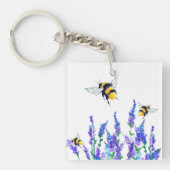 Flowers and Bees Keychain Spring Schlüsselanhänger (Vorderseite)