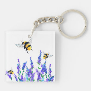 Flowers and Bees Keychain Spring Schlüsselanhänger