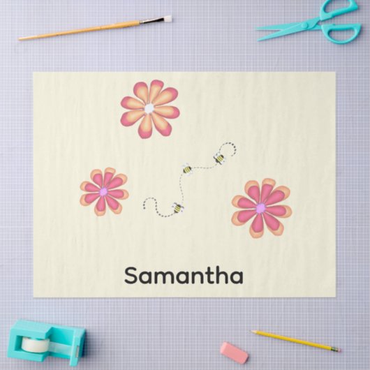 Flowers and Bees Personalized Seidenpapier (Basteln)