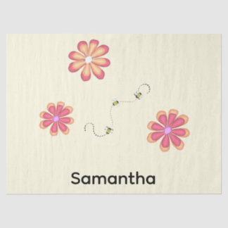 Flowers and Bees Personalized Seidenpapier