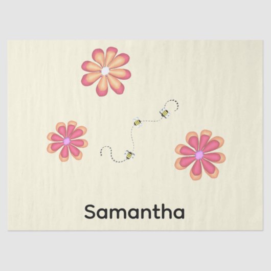 Flowers and Bees Personalized Seidenpapier (Vorderseite)