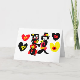 Flowers and black and red Valentine day Karte