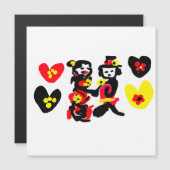 Flowers and black and red Valentine day Magnetkarte (Vorne/Hinten)