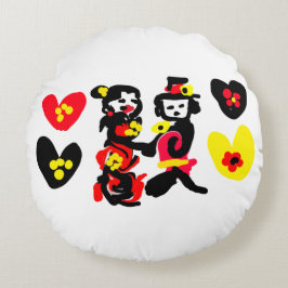 Flowers and black and red Valentine day Rundes Kissen