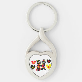 Flowers and black and red Valentine day Schlüsselanhänger