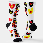 Flowers and black and red Valentine day Socken (Gewinkelt)