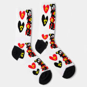 Flowers and black and red Valentine day Socken (Rechts)