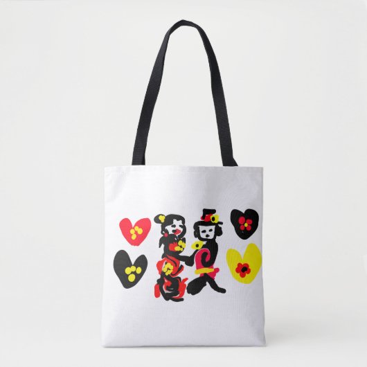 Flowers and black and red Valentine day Tasche (Vorderseite)