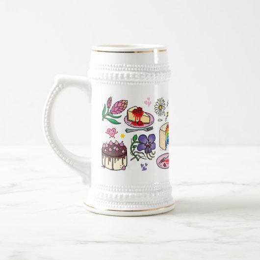 Flowers and cakes mug bierglas (Links)