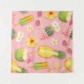 Flowers and exotic fruits vintage seamless pattern wandteppich (Vorderseite (Horizontal))